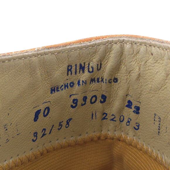 Vintage Johnny Ringo Cowboy Boots Men 8D Square Toe Tan Bull Hide Western Rodeo - Picture 11 of 14